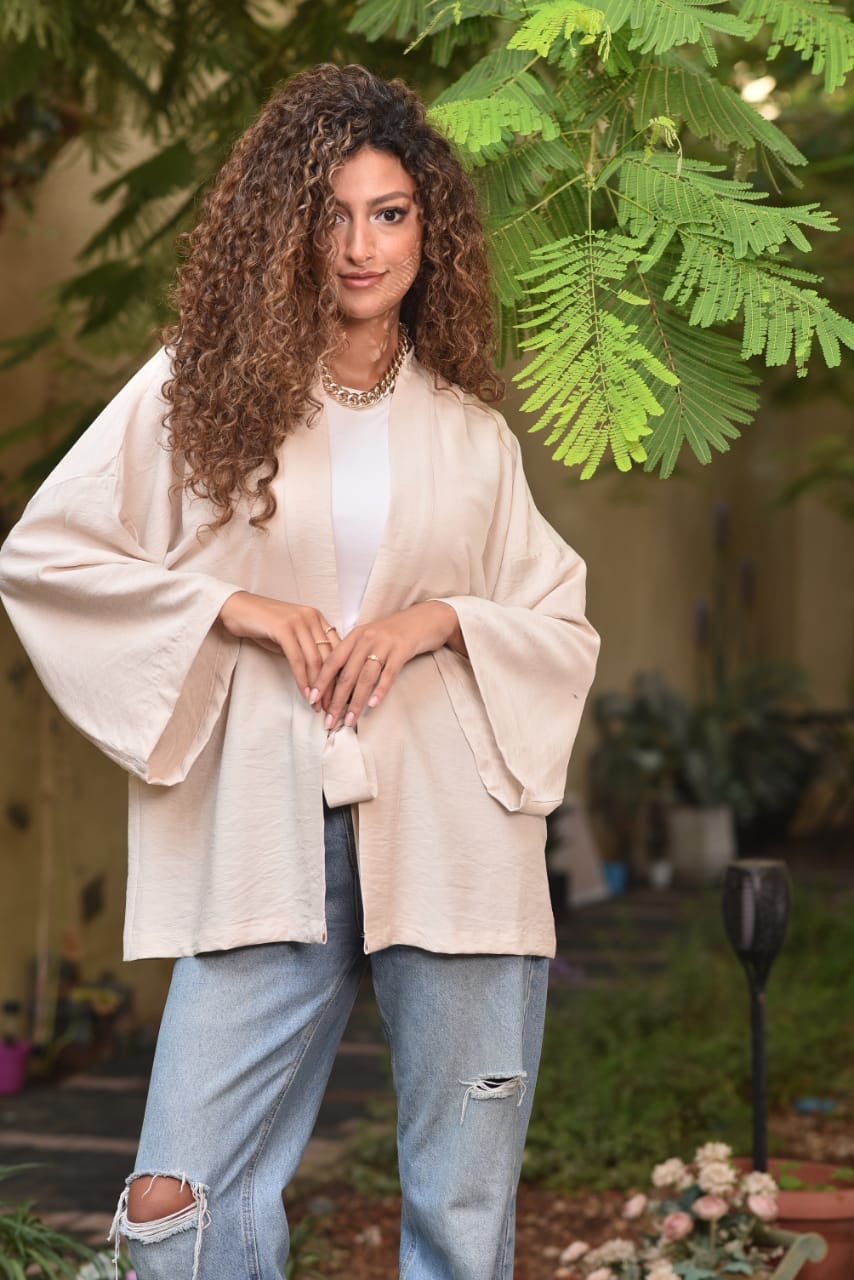 Beige Short kimono