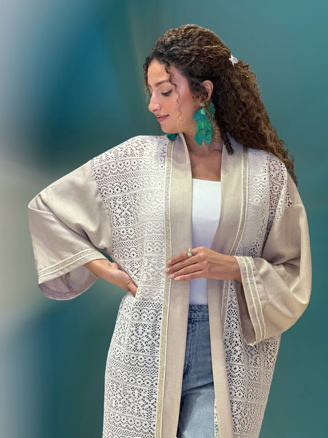 Beige linen cardigan