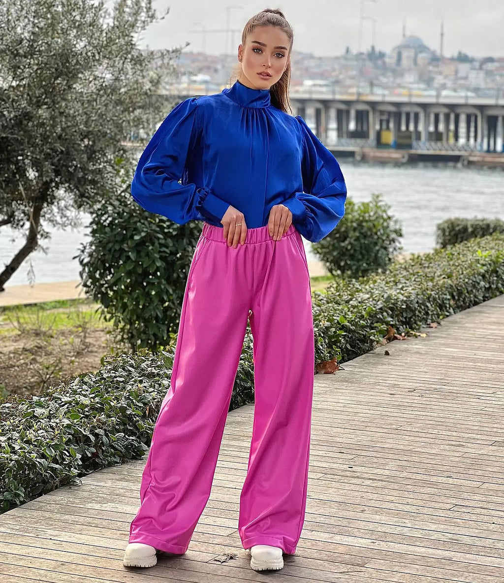 Fushia leather pants