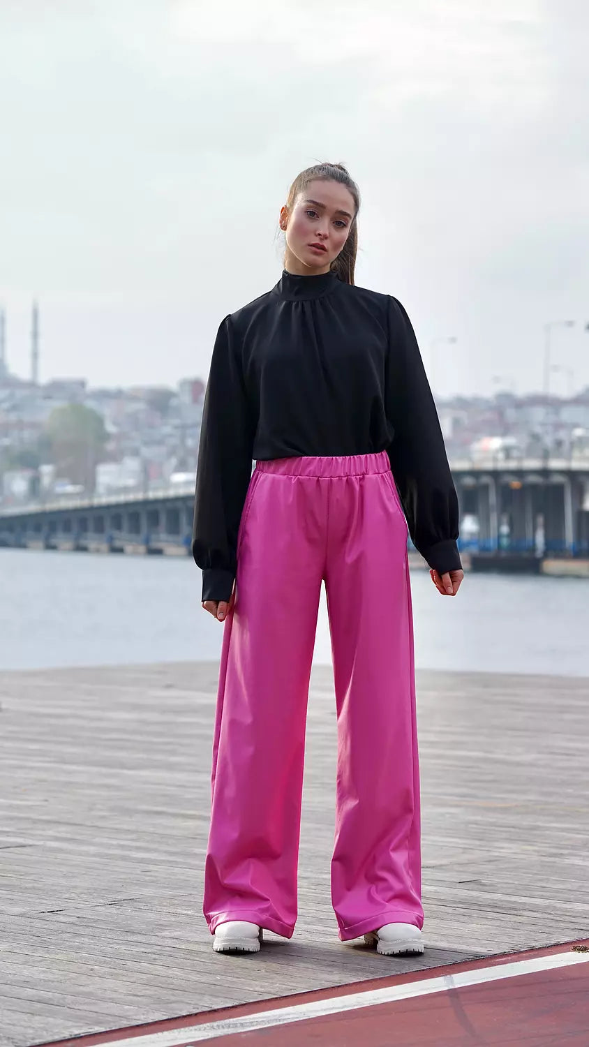 Fushia leather pants
