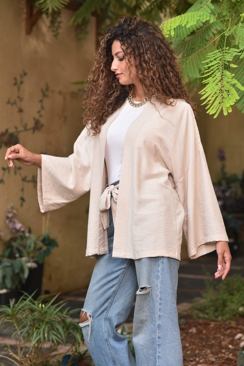 Beige Short kimono