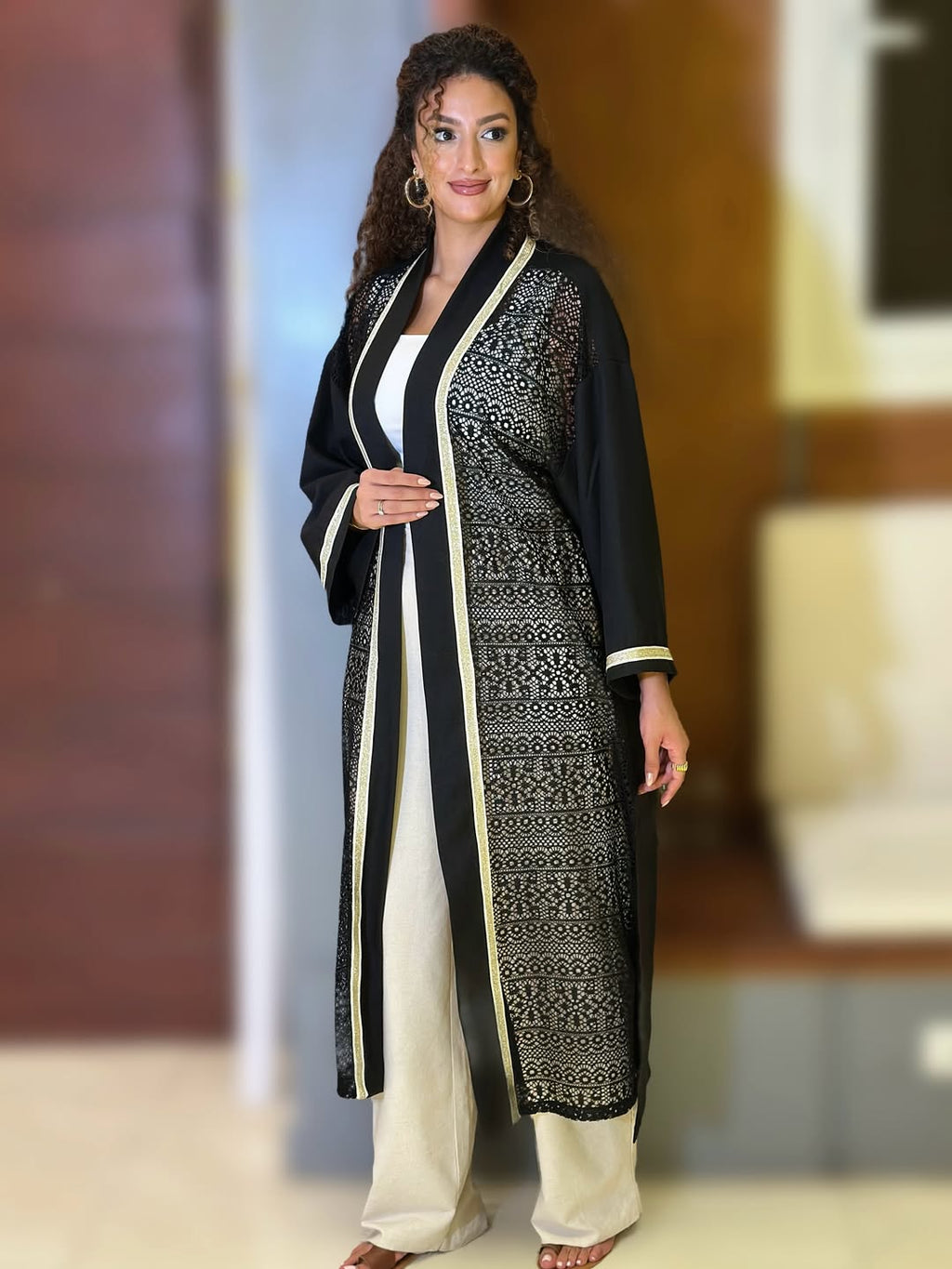 Black linen cardigan