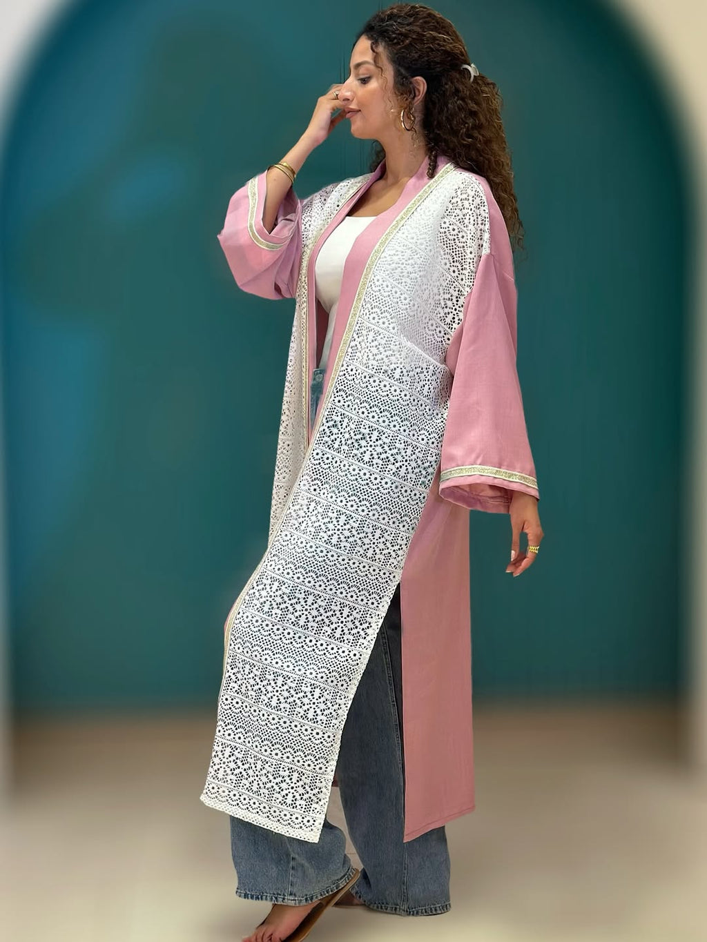 Rose linen cardigan
