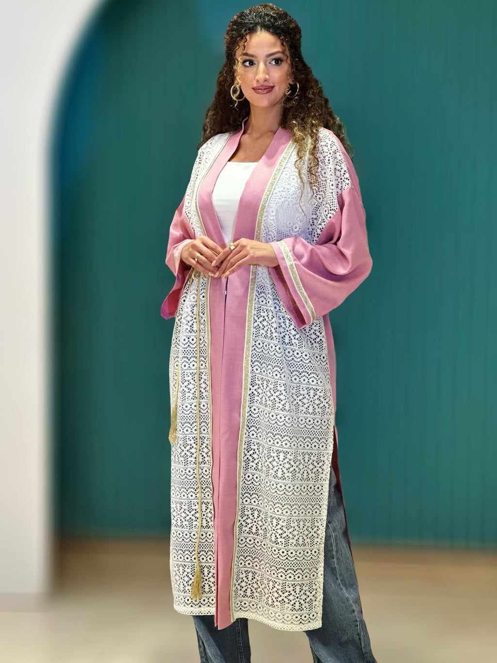 Rose linen cardigan