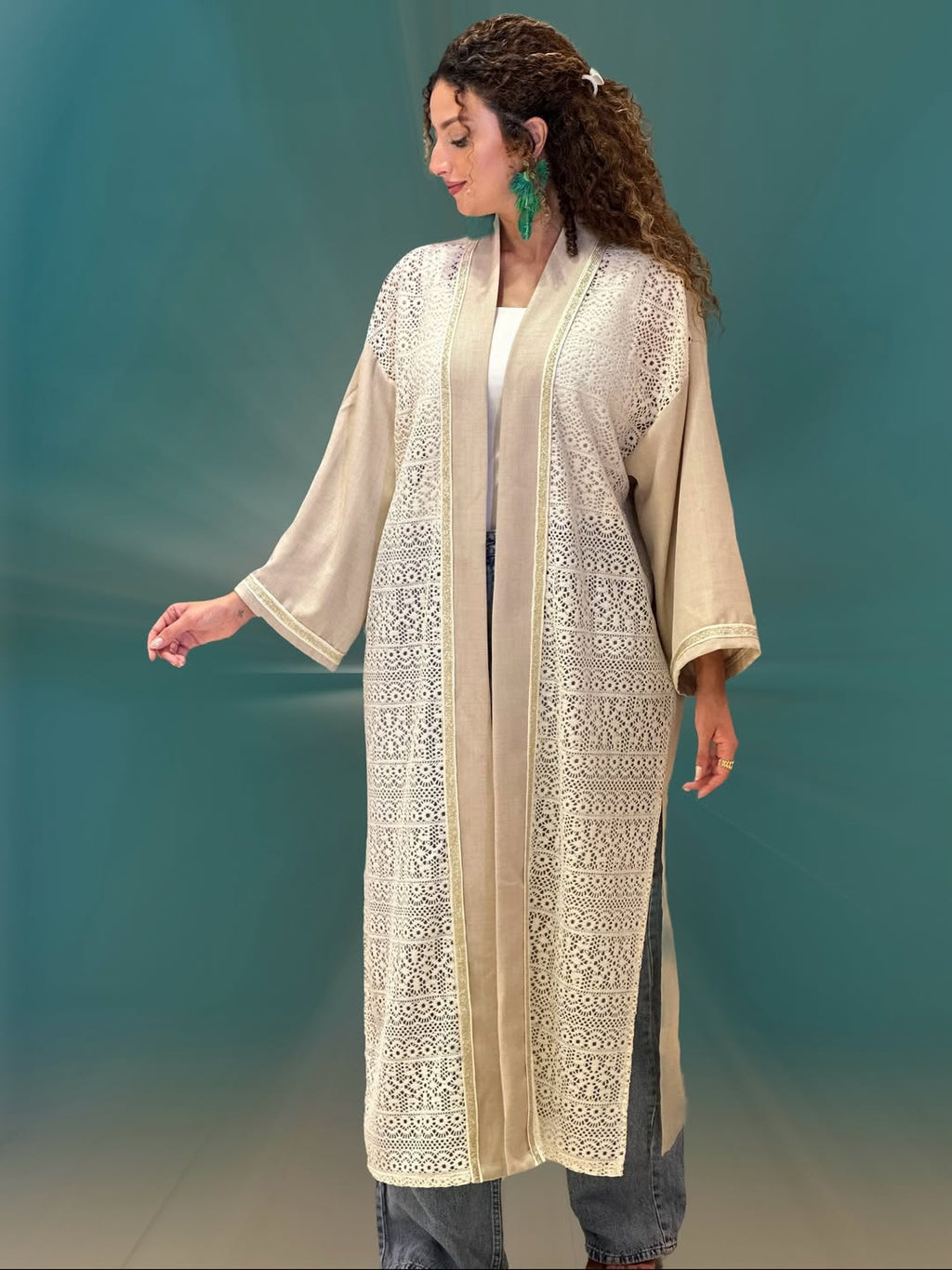 Beige linen cardigan