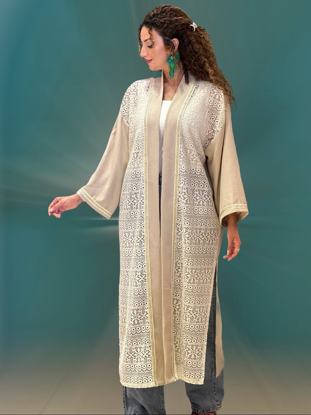 Beige linen cardigan