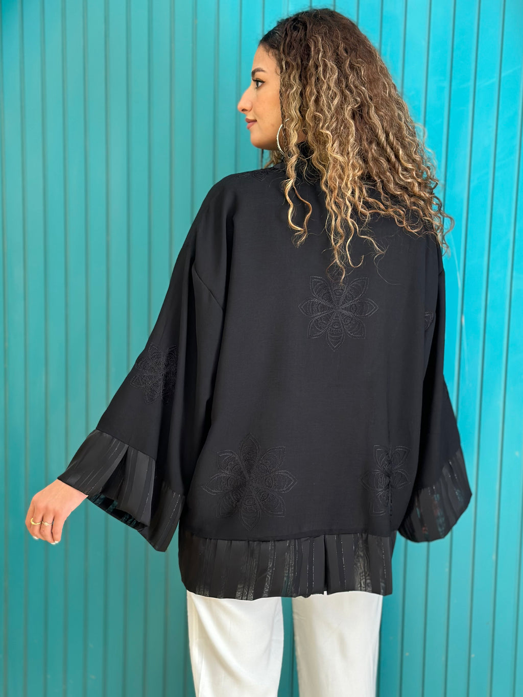 Embroidered Black Kimono